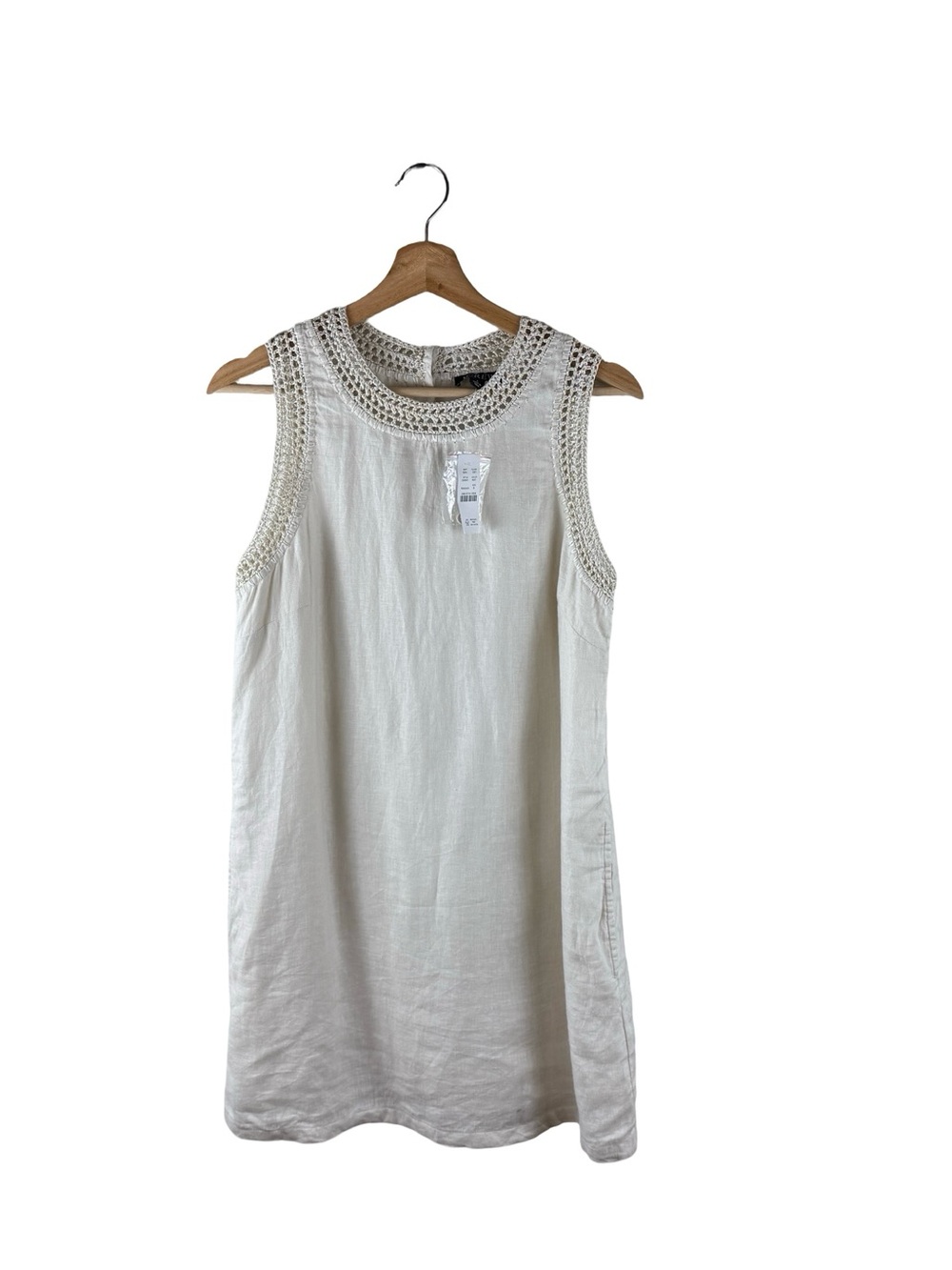 J. Crew Maxine Crochet Trim Shift Dress Linen Cream Size Small NWT - Picture 2 of 10